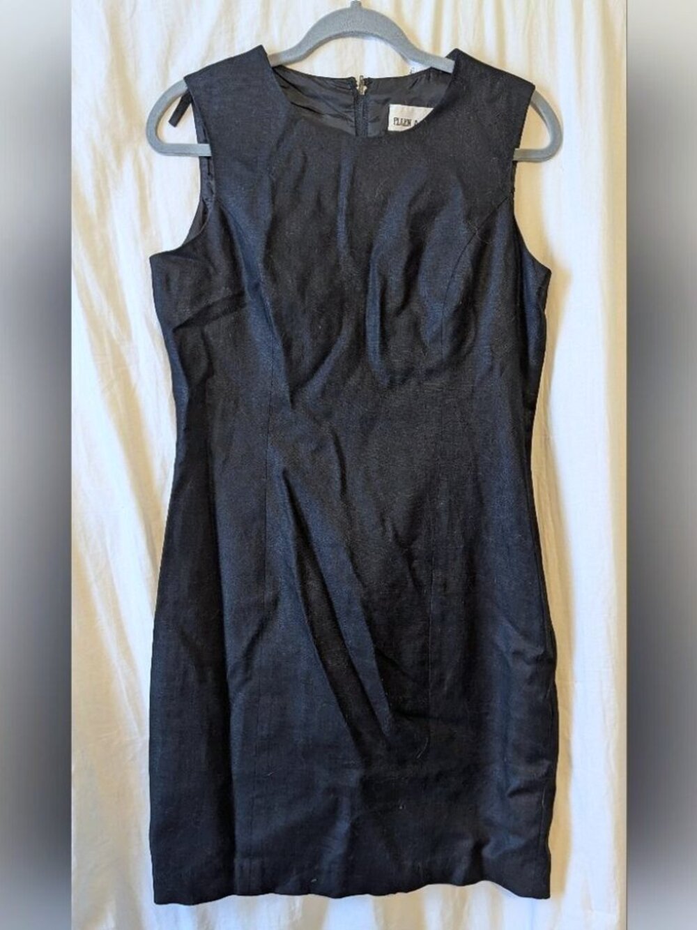Vintage Ellen Ashley Lined Black Sleeveless Linen Mini Dress Size 10